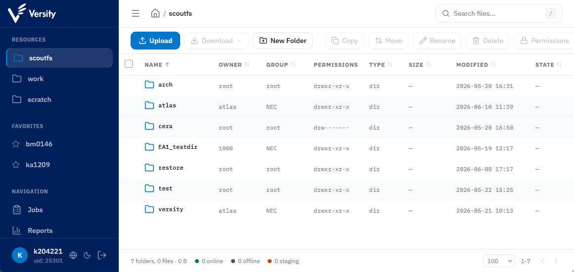 ATLAS WebGUI file browser view