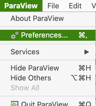 Paraview->Preferences or cmd-, on mac