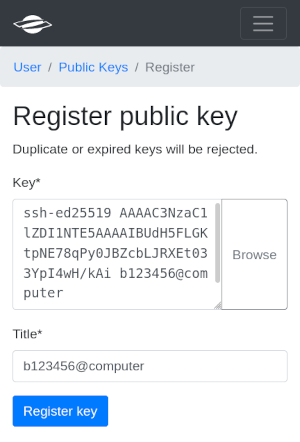 upload a new public key