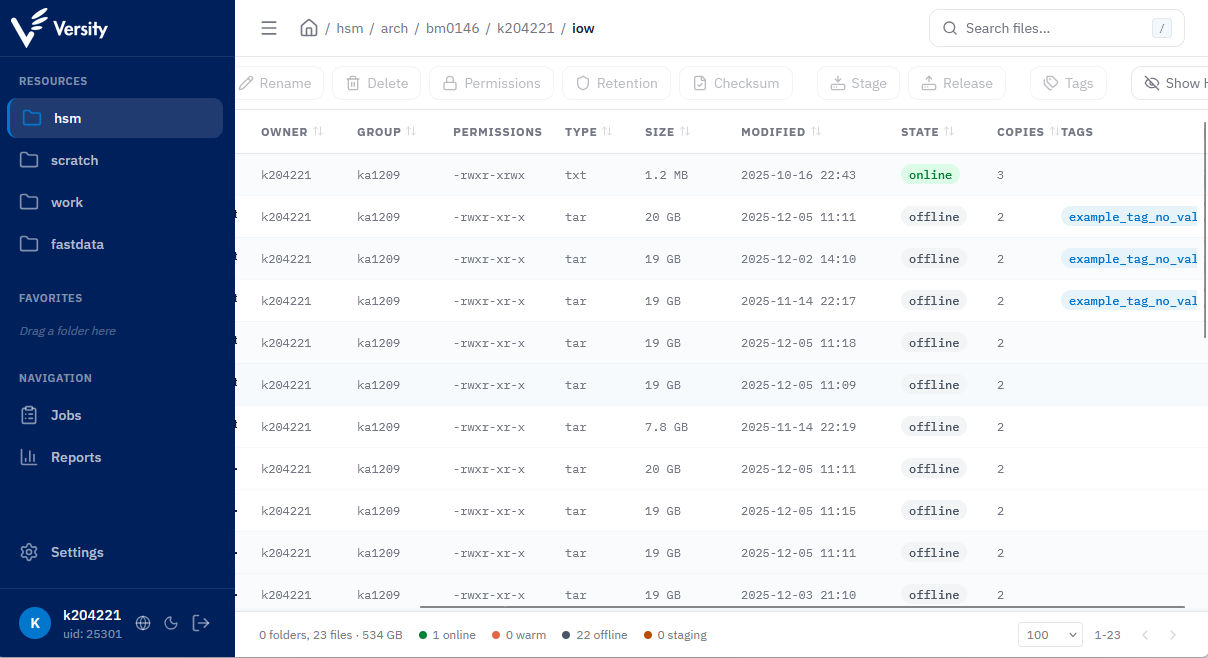 ATLAS WebGUI: quick view of tags